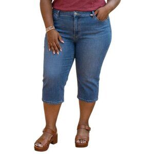 Faded Glory Plus Size 20W Capri Jeans Blue Denim Stretch Mid-Rise